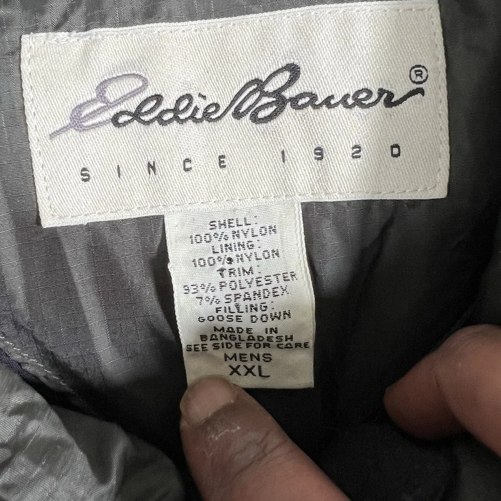 Vintage Eddie Bauer Men's Goose Down Puffer Vest Size 2XL Olive Military Green